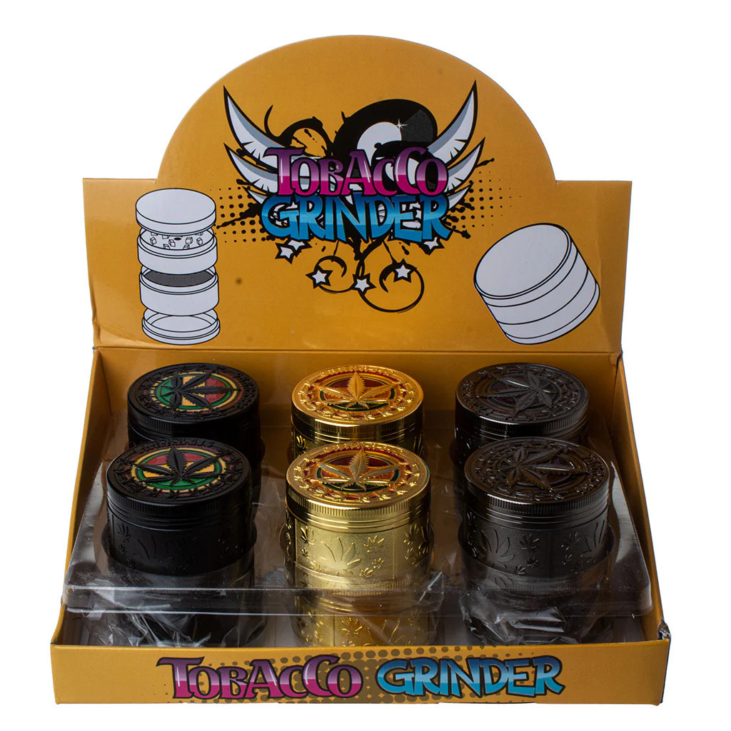 52mm Zinc Alloy 4-Layer Carved Herb Grinder with Compass Design
