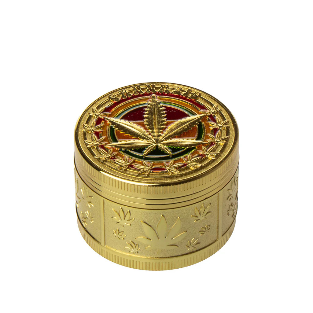 52mm Zinc Alloy 4-Layer Carved Herb Grinder with Compass Design