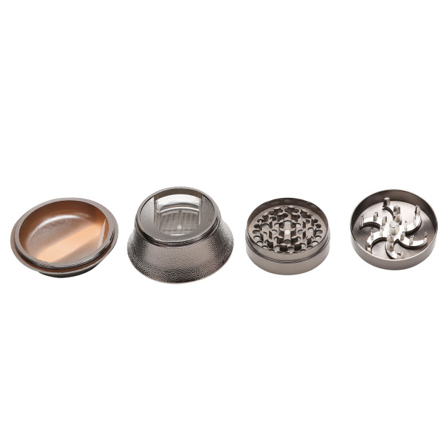 Manual Hand-Crank Herb Grinder 4 Layers Zinc Alloy Tobacco Grinder with Drawer Window 80mm