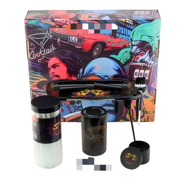Multi-Functional Rolling Tray Gift Set | Complete Smoking Kit with Grinder, Jar & Accessories