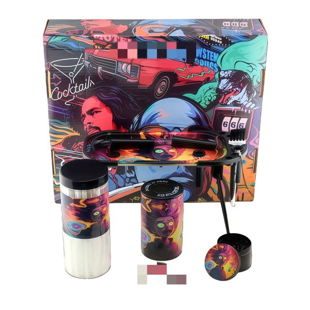 Multi-Functional Rolling Tray Gift Set | Complete Smoking Kit with Grinder, Jar & Accessories