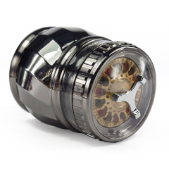 4-Layer Zinc Alloy Herb Grinder 68mm | Shiny Electroplated Design with Handle | SOMGAR OEM Available
