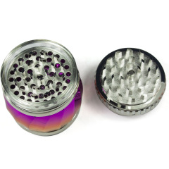 4-Layer Zinc Alloy Herb Grinder 68mm | Shiny Electroplated Design with Handle | SOMGAR OEM Available