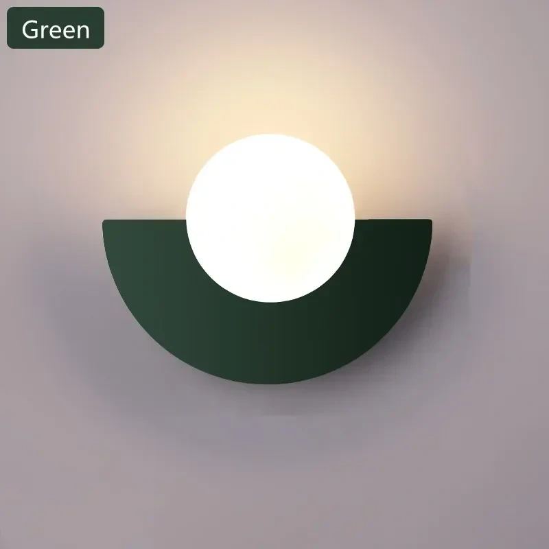 Green glass ball wall lamp for modern interiors
