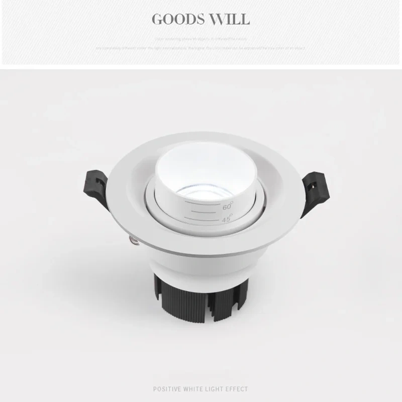 Zoom embedded dimmable recessed downlight 15-60 degrees COB 7W 12W 15W 20W Spotlight Background wall LED indoor lighting