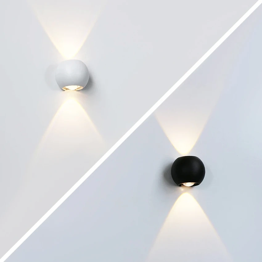 6W Outdoor Waterproof Wall Lamp Round Ball Up and Down Light Fixture Home Lighting Courtyard Light Garage Porch Light Decoration