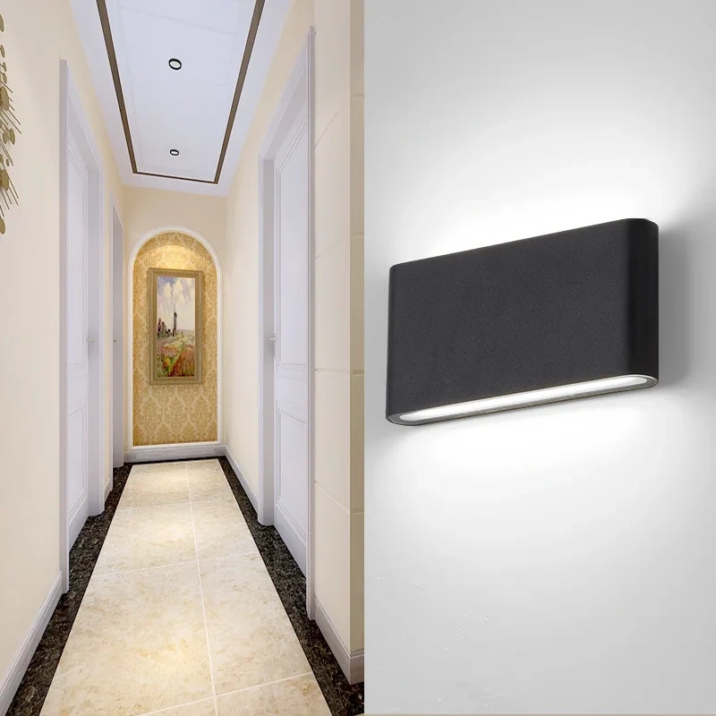 Outdoor Waterproof 6W 12W LED Wall Lamp Modern Aluminum Sconce Living Room Bedroom Indoor Wall Light Garden Lamp Lighting