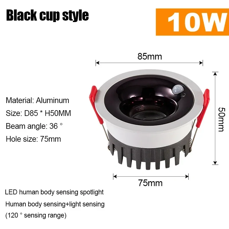 7W 10W PIR Motion Sensor Downlight AC85-265V Recessed Ceiling Light For Corridor Living Room Kitchen Decor Lighting