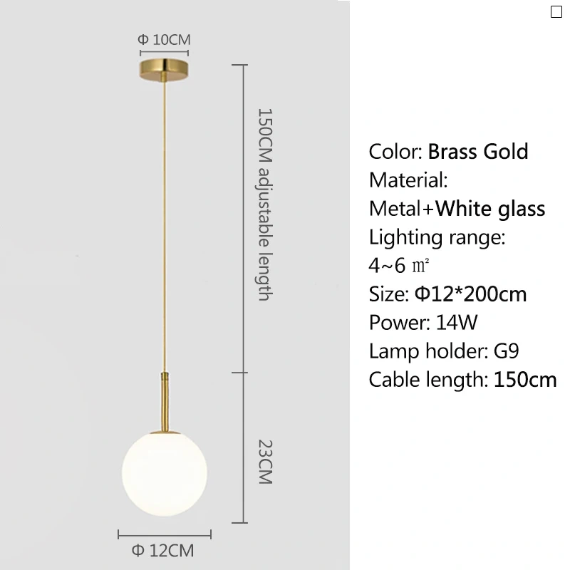 Modern LED Bedside Pendant Light White/Smoke Gray Glass Ball Ceiling Hanging Lamps Nordic Home Decoration Ceiling Pendant Lamp