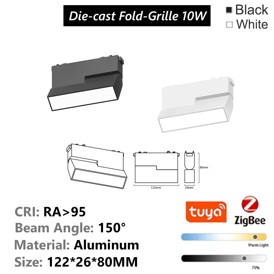 T26 Tuya Zigbee ultra thin Magnetic Track Light Surface-Mount Aluminium LED DC48V Alexa Home-Assistant Flood Spot Black White