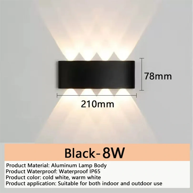 Aluminum LED Wall Light 110V 220V  Waterproof Light Outdoor  Up Down Wall Mount Lights Stairway Corridor Garden Lights Outdoor