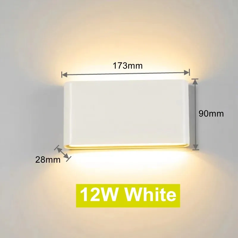 6W 12W LED Wall Lamp Outdoor Waterproof Garden Lighting Aluminum AC86-265V Indoor Bedroom Living Room Stairs Wall Light