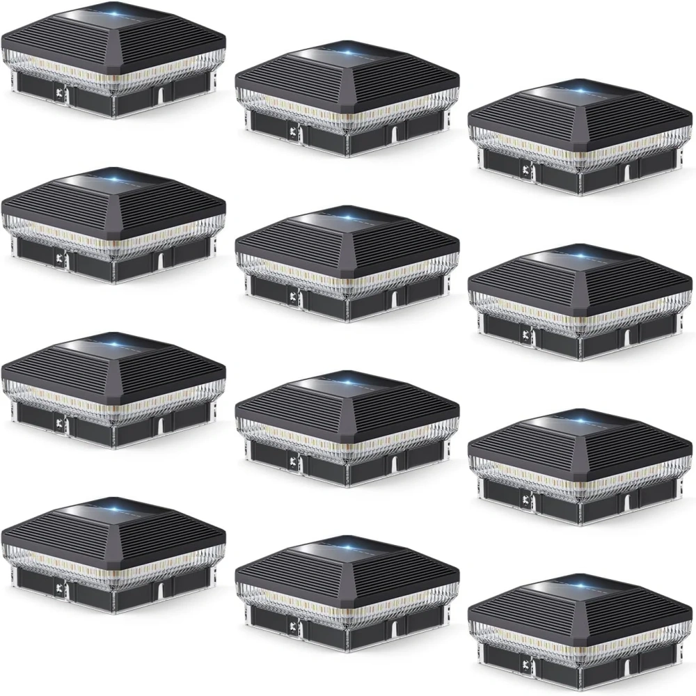 6/12 Pack 4x4 Solar Post Lights Outdoor, 40 LEDs 30 Lumens Fence Post Solar Lights Outdoor with 3 Modes