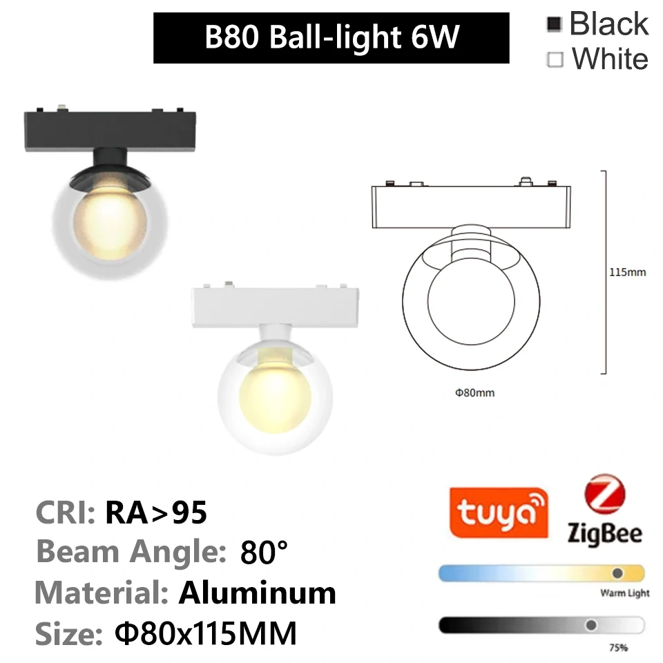 T26 Tuya Zigbee ultra thin Magnetic Track Light Surface-Mount Aluminium LED DC48V Alexa Home-Assistant Flood Spot Black White