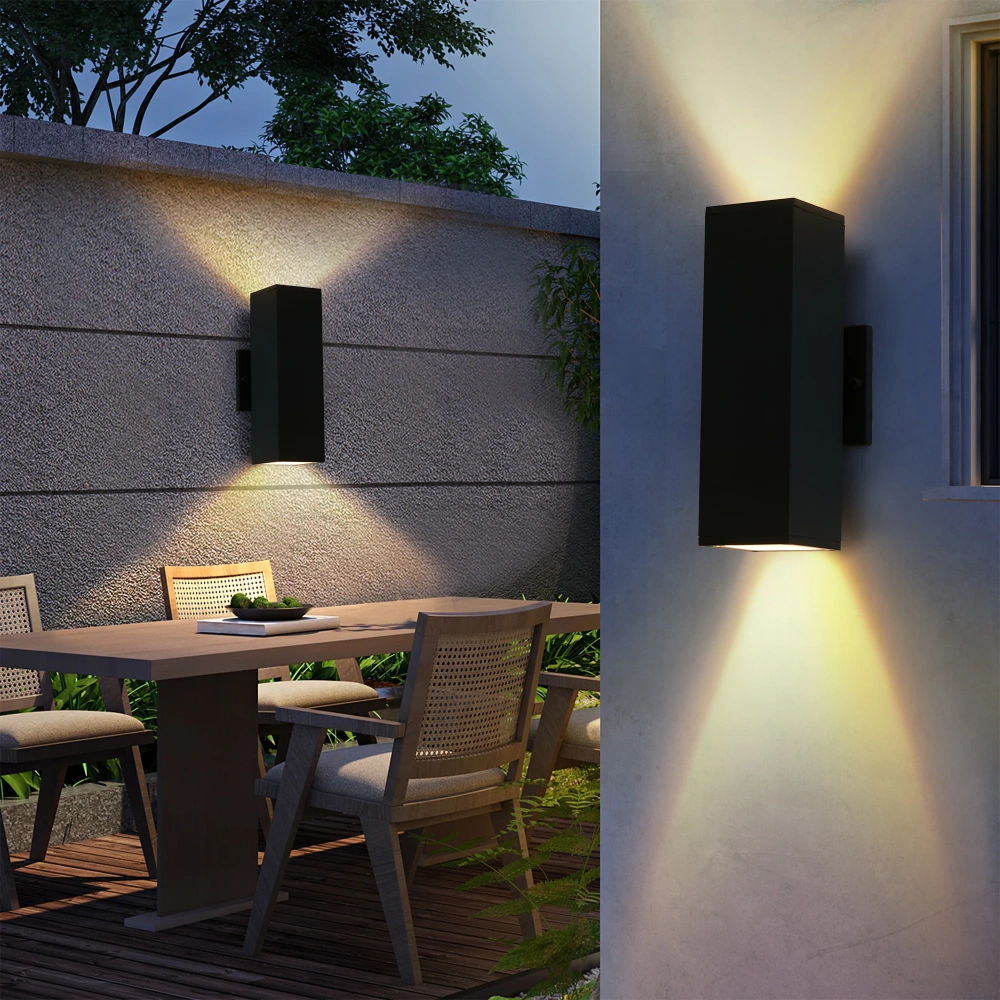2-Pack Outdoor Wall Light IP65 Waterproof Up & Down GU10 Bulb Wall Sconce Black Aluminum Exterior Light for Porch, Patio, Garage