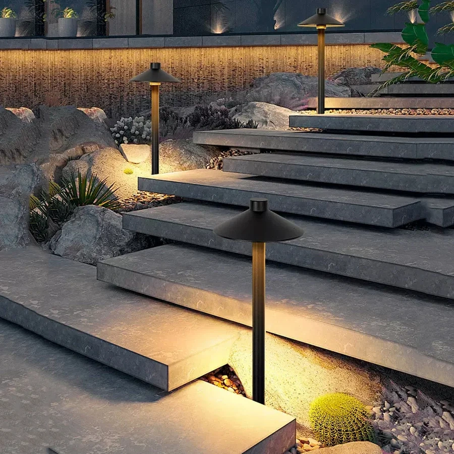 5W Aluminum Pathway Lights LED Landscape Path Light Outdoor Garden Pillar Light With Ground Stake External Lawn Bollard Light