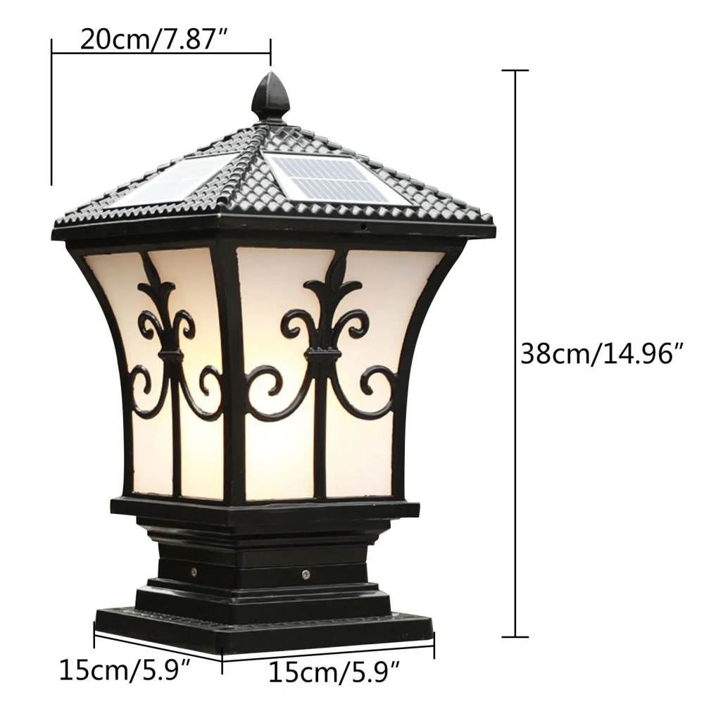Solar Powered Post Light LED Pillar Light Garden Lawn Outdoor Black Waterproof Decor Lamp Garden Lantern