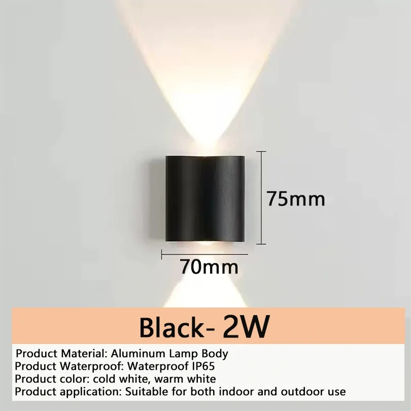 Aluminum LED Wall Light 110V 220V  Waterproof Light Outdoor  Up Down Wall Mount Lights Stairway Corridor Garden Lights Outdoor