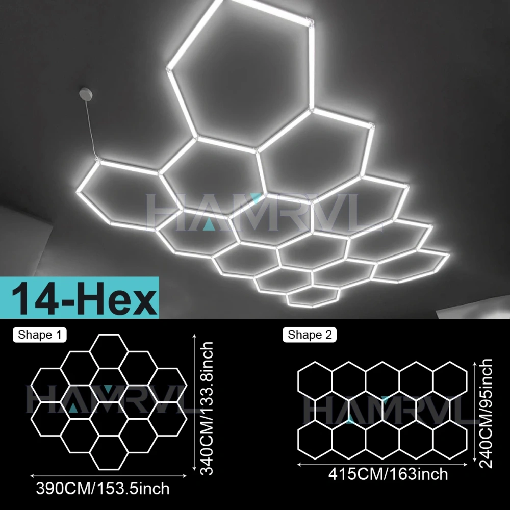 4000k Natural light Lighting Hexagon Barbershop Garage LED Ceiling Light 110-240V Car Beauty Detail Workshop Honeycomb Tube lamp