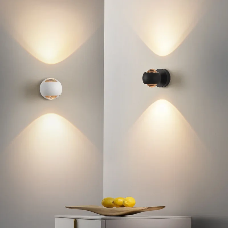 Modern Luxury Bedroom Wall Lamp Frosted Metal Body Acrylic Lens Lampshade Spot Sconce Light LED Up Down Rotatable Nordic Lustres