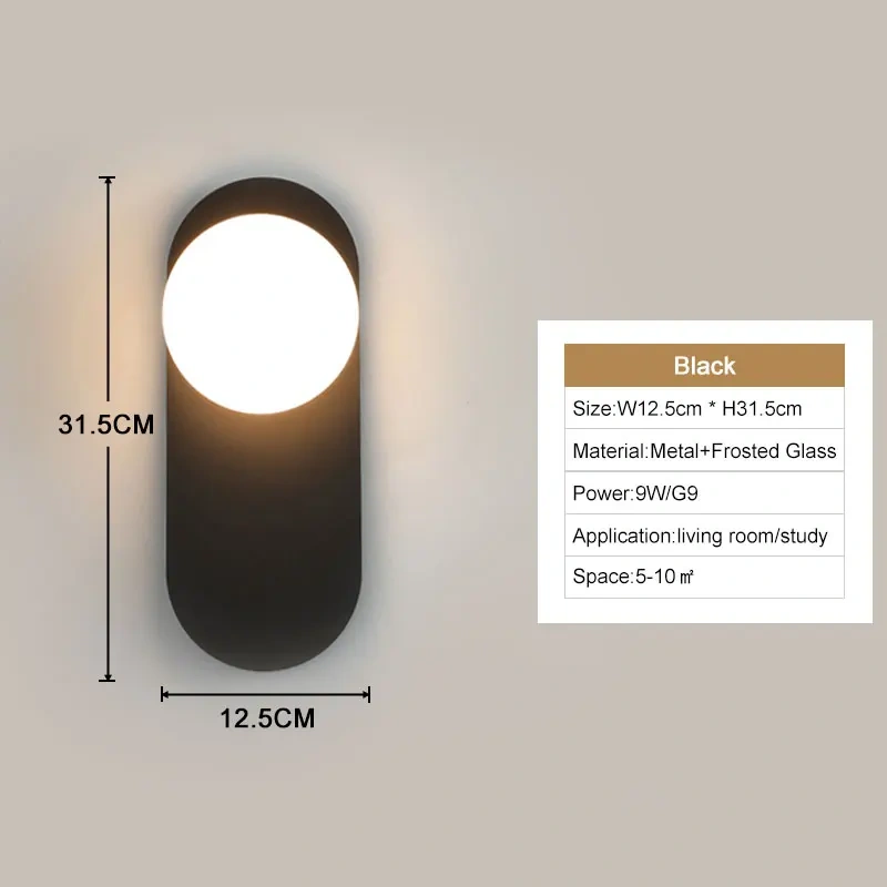 Interior LED Wall Lamps Wall Lights with G9 Bulb for Bedroom Black Gold  LED Wall Lamps Wall Sconce for Home Luminuaire Lighting
