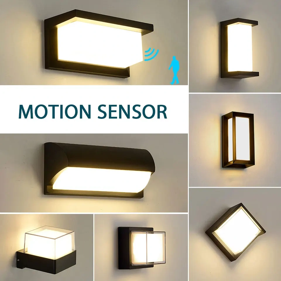 LED Outdoor Wall Light PIR Motion Sensor Wall lamp AC110V 220V Waterproof Modern Indoor Home Balcony Porch Garden Decoration