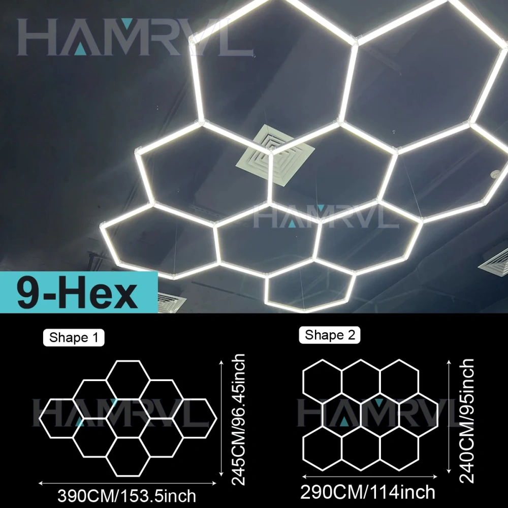4000k Natural light Lighting Hexagon Barbershop Garage LED Ceiling Light 110-240V Car Beauty Detail Workshop Honeycomb Tube lamp