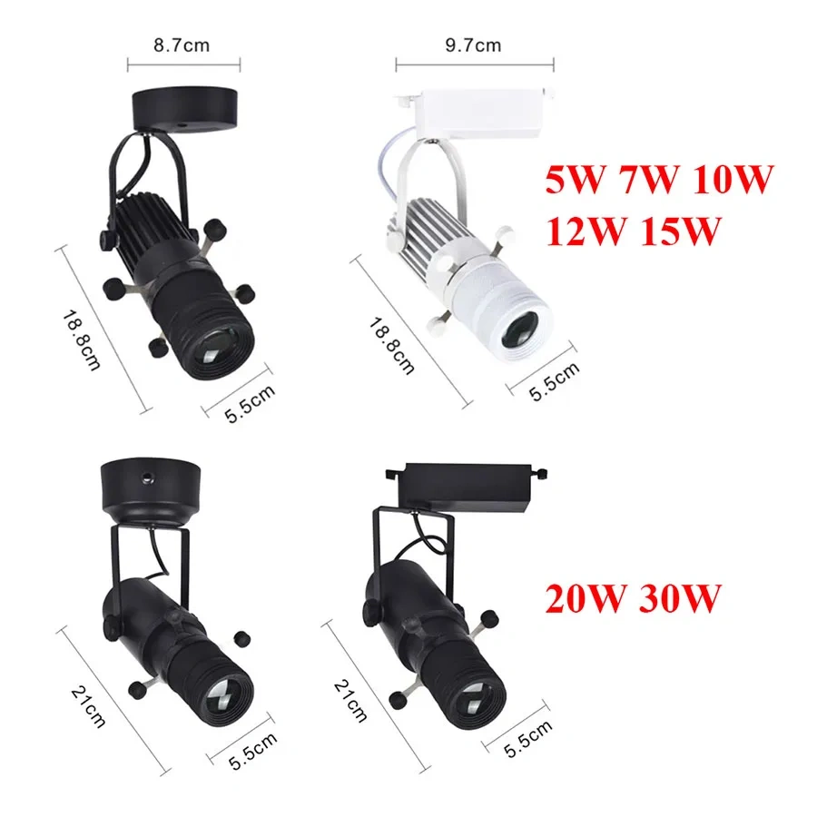 10W 20W 30W Dimmable Adjust Shape Graphics Cutting Light 2700K to 6500K Zoomable LED Track Light Painting LED Ceiling Spotlight