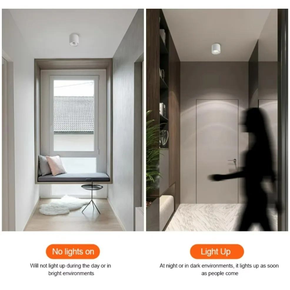 PIR Motion Sensor LED Ceiling Downlight Surface Mounted Anti-Glare Smart Stair Bedroom Home Spot Lighting Fixture Full spectrum