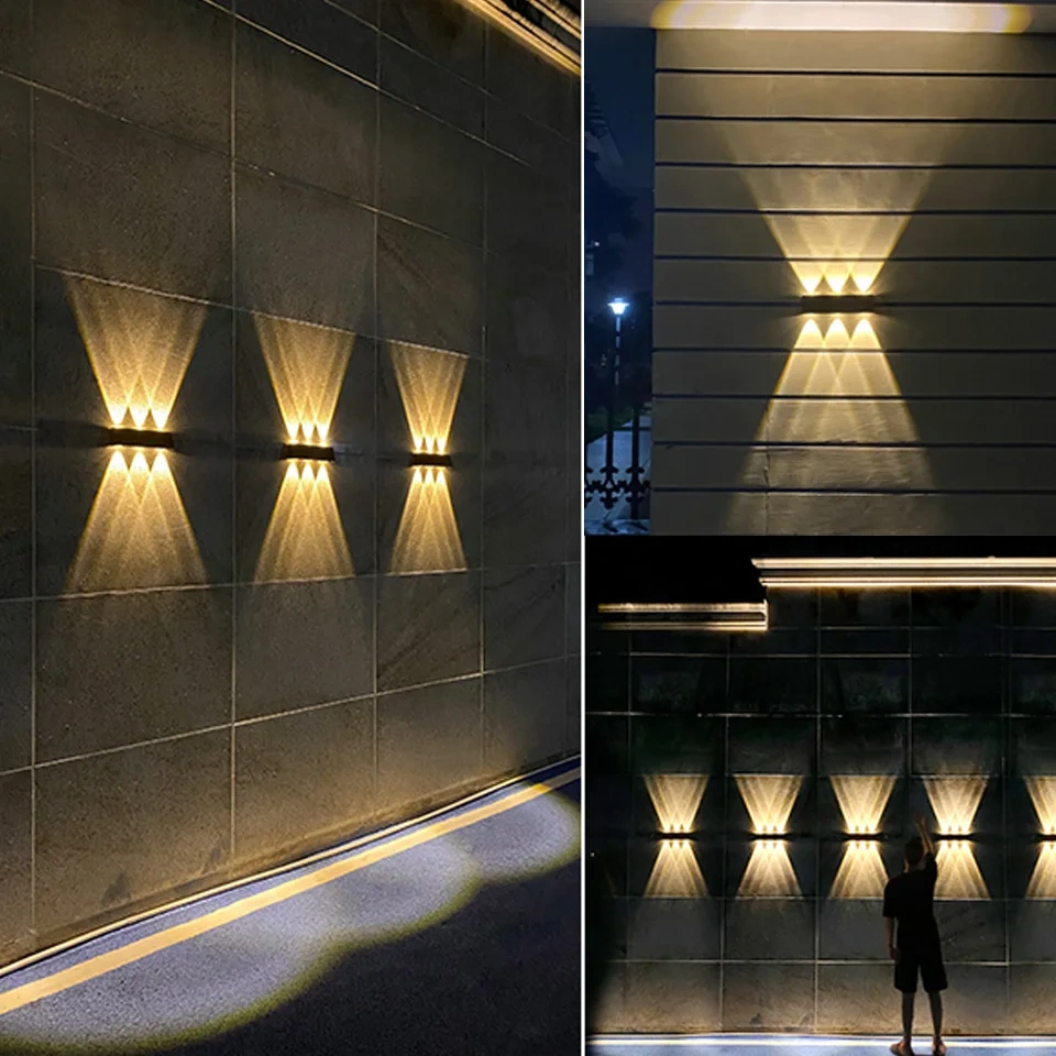 Aluminum LED Wall Light 110V 220V  Waterproof Light Outdoor  Up Down Wall Mount Lights Stairway Corridor Garden Lights Outdoor