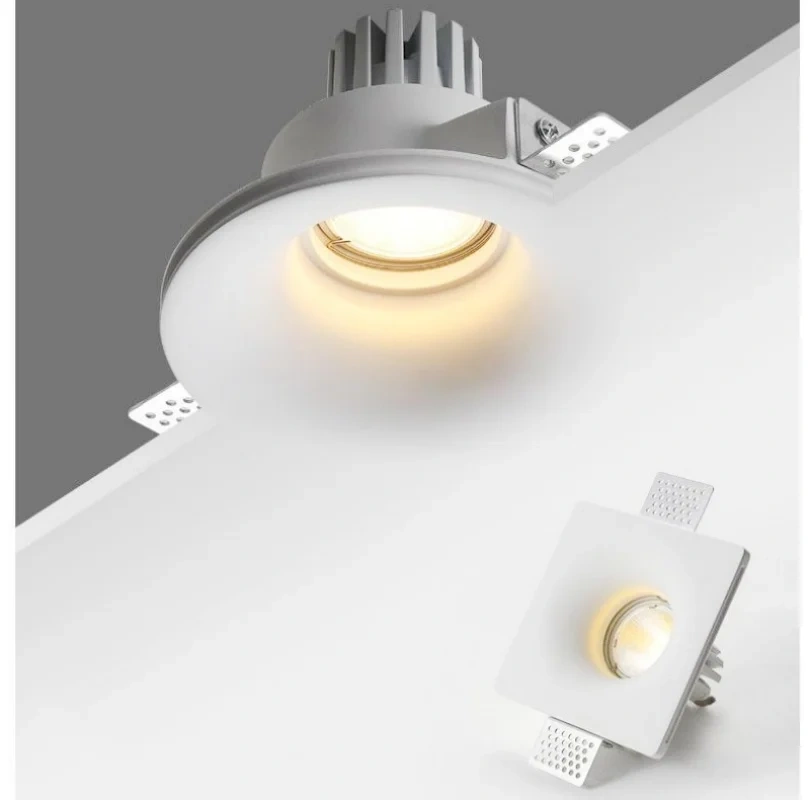 Recessed Gypsum Downlight Ceiling Lamp LED Anti-Glare Embedded Borderless Spotlight Living Room Bedroom Aisle Home Lighting 12w