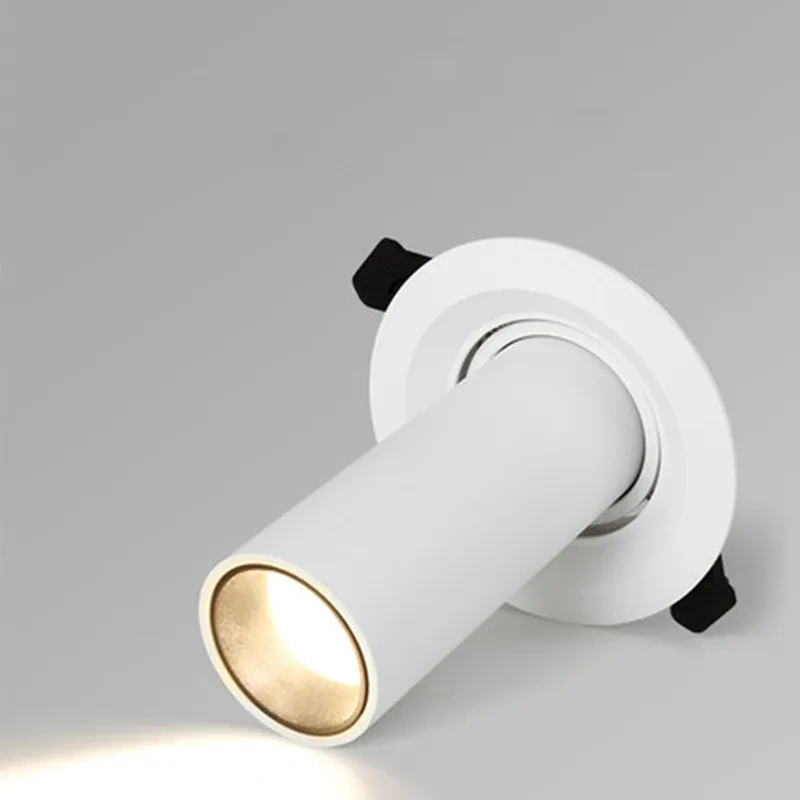 Black / White Long Tube Ceiling Recessed Led Point Lamp Angle Rotating 12w Ceiling Light For Kitchen Bedroom Tv Background Image