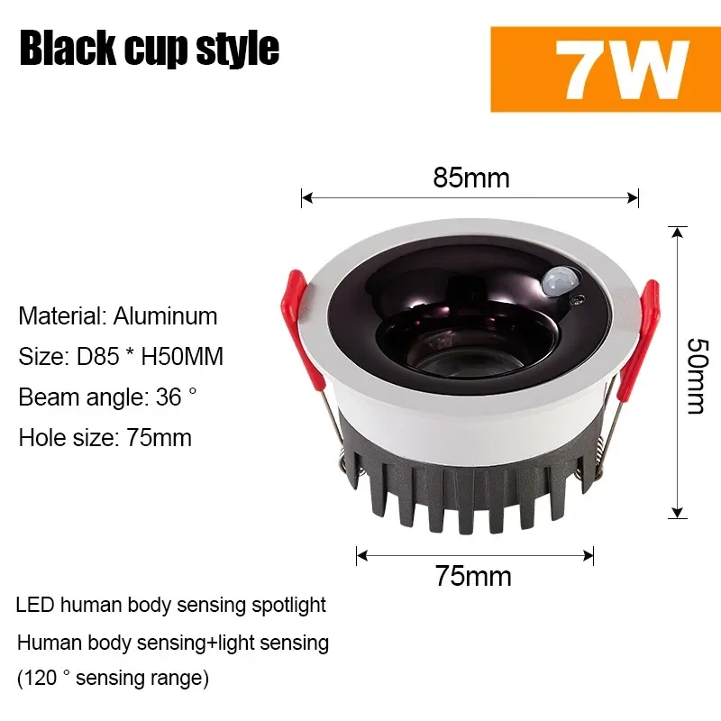 7W 10W PIR Motion Sensor Downlight AC85-265V Recessed Ceiling Light For Corridor Living Room Kitchen Decor Lighting