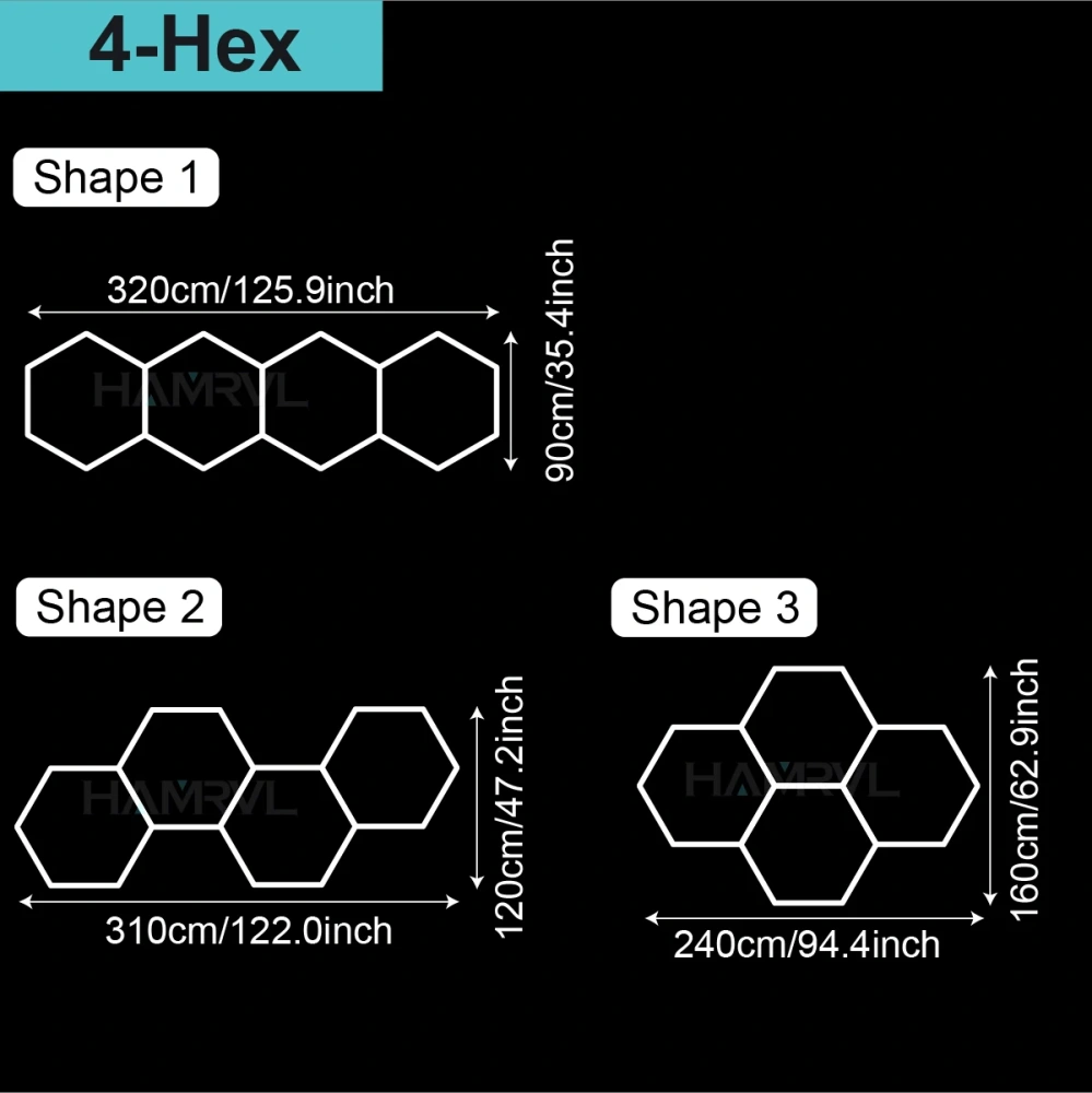 4000k Natural light Lighting Hexagon Barbershop Garage LED Ceiling Light 110-240V Car Beauty Detail Workshop Honeycomb Tube lamp