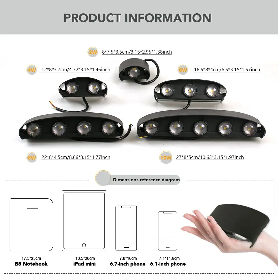 Aluminum LED Wall Light 110V 220V  Waterproof Light Outdoor  Up Down Wall Mount Lights Stairway Corridor Garden Lights Outdoor