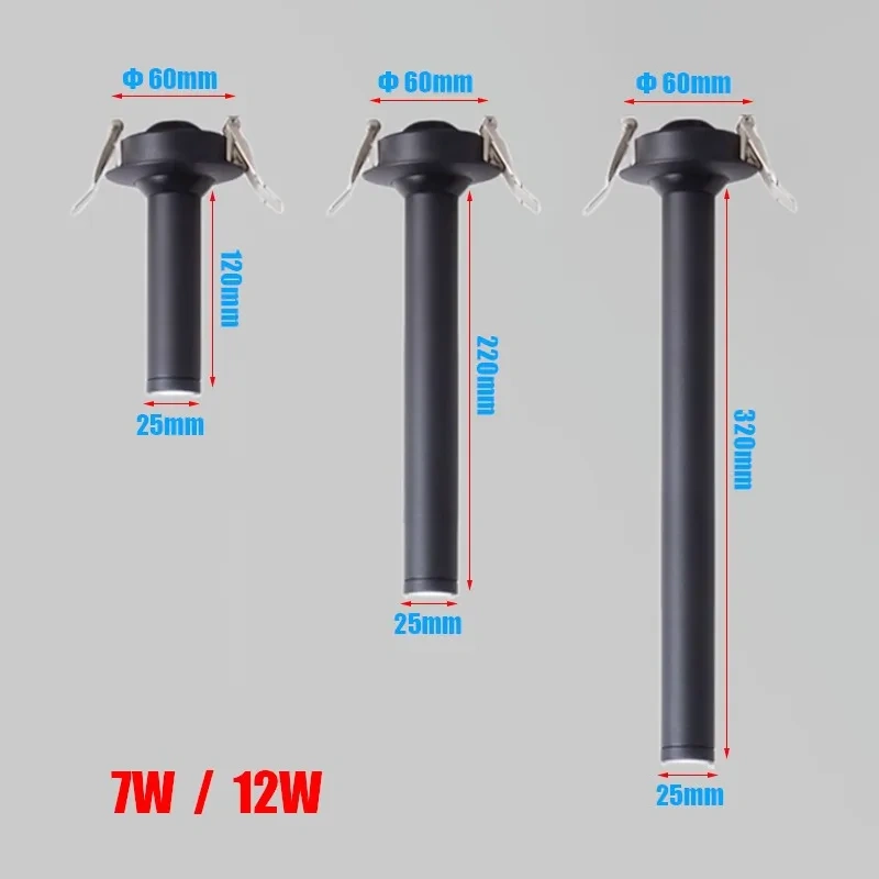 Black / White Long Tube Ceiling Recessed Led Point Lamp Angle Rotating 12w Ceiling Light For Kitchen Bedroom Tv Background Image