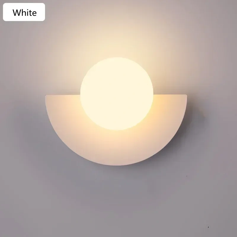 Nordic Glass Ball Wall Lamp Designer Living Aisle Corridor Study Home Decor Wall Sconce Light Bedroom Bedside Simple Colored