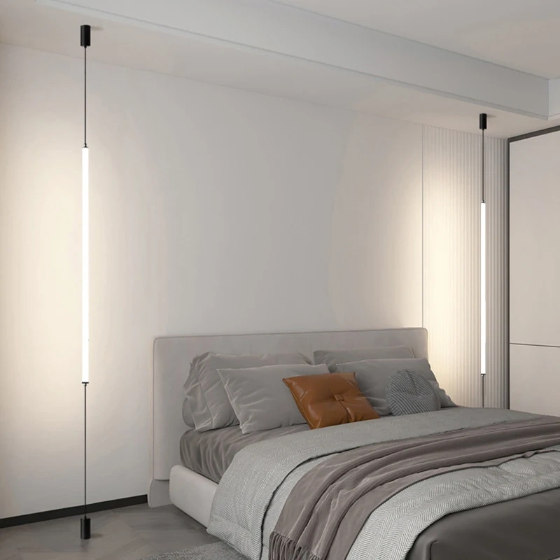 Italy Design Bedroom Bedside LED Floor Lamps Acrylic Sconces Long Line Light Modern Black Hotel Living Room LED Floor Light Home
