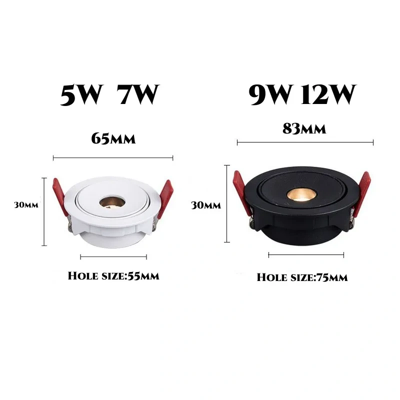 Dimmable Recessed LED COB Embedded 7W Ceiling Lamp Fixture Downlight Focus Mini Spotlight Narrow Beam Angle 3°8°15° Wine Cabinet