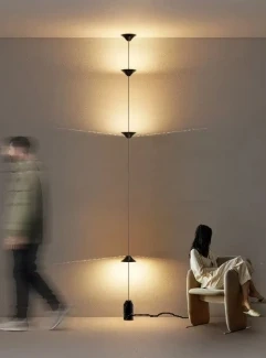 Modern Living Room Hallway Wall Floor Lamp Cone Desigh Art Decorative iron Hanging Cable Floor Lamp for Bedroom Indoor
