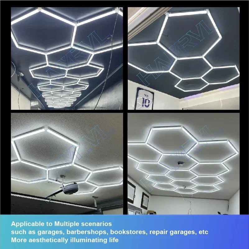 4000k Natural light Lighting Hexagon Barbershop Garage LED Ceiling Light 110-240V Car Beauty Detail Workshop Honeycomb Tube lamp