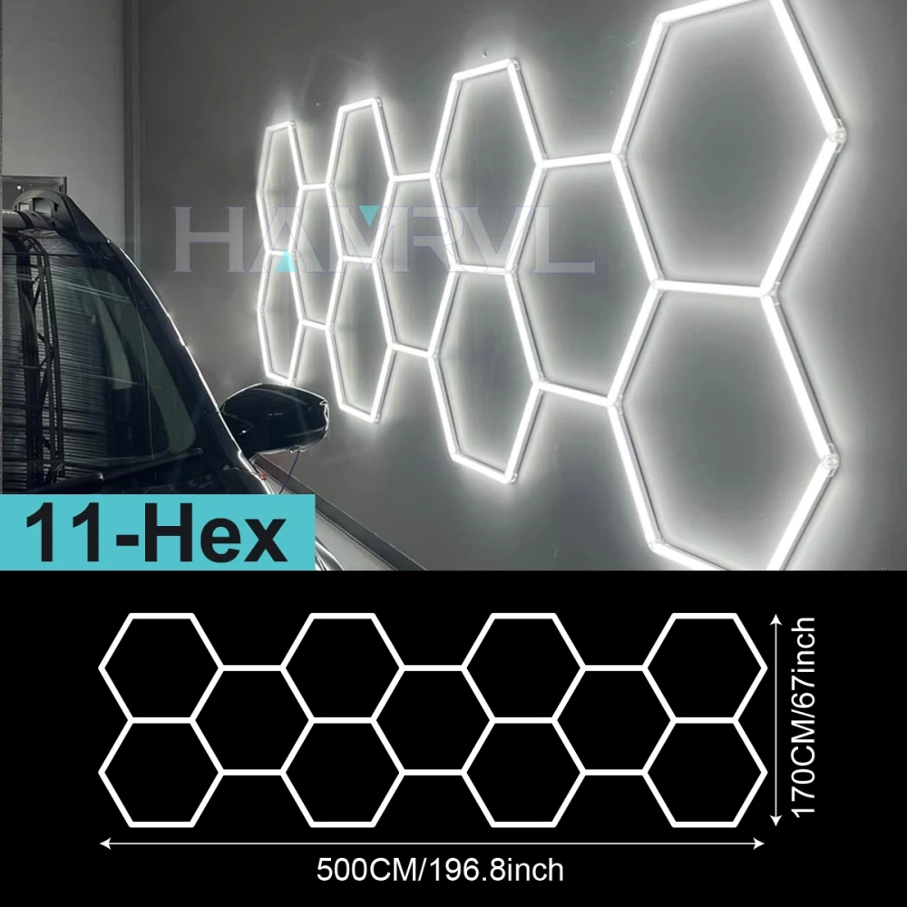 4000k Natural light Lighting Hexagon Barbershop Garage LED Ceiling Light 110-240V Car Beauty Detail Workshop Honeycomb Tube lamp