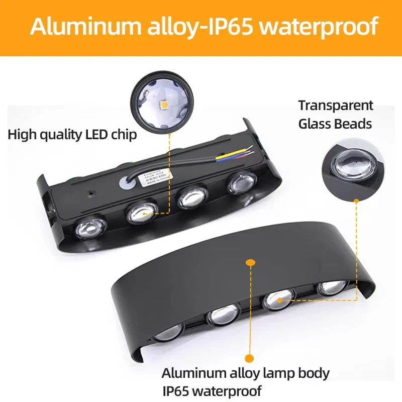 Aluminum LED Wall Light 110V 220V  Waterproof Light Outdoor  Up Down Wall Mount Lights Stairway Corridor Garden Lights Outdoor