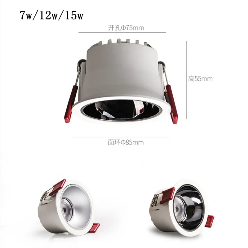 Waterproof IP65 Led Ddownlight Spot Lights For Ceiling Kitchen Light 220v Indoor 15W  Recessed Round For Bathroom Bedroom Hotel