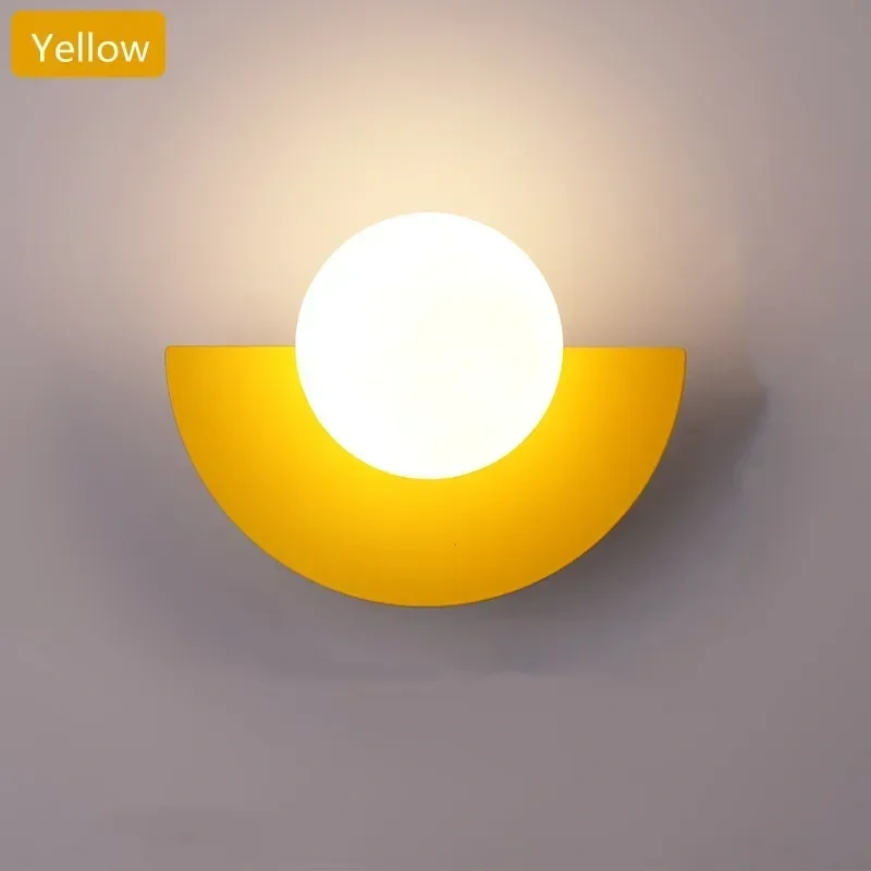 Yellow glass ball wall sconce for home decor