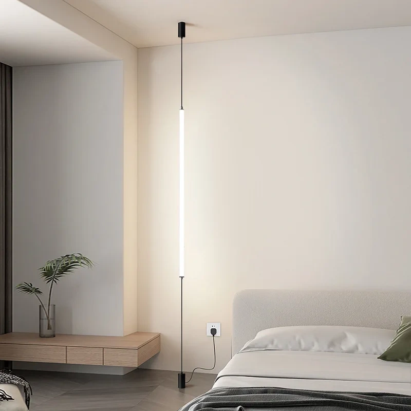 Italy Design Bedroom Bedside LED Floor Lamps Acrylic Sconces Long Line Light Modern Black Hotel Living Room LED Floor Light Home