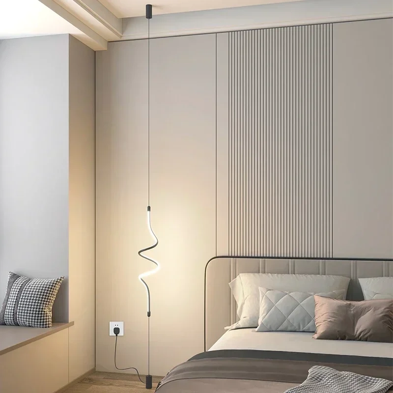 2025 Modern Minimalist Black LED Floor Lamp Decoration Home Lighting Living Room Bedroom Bedside Chandelier Indoor Lighting Fixt