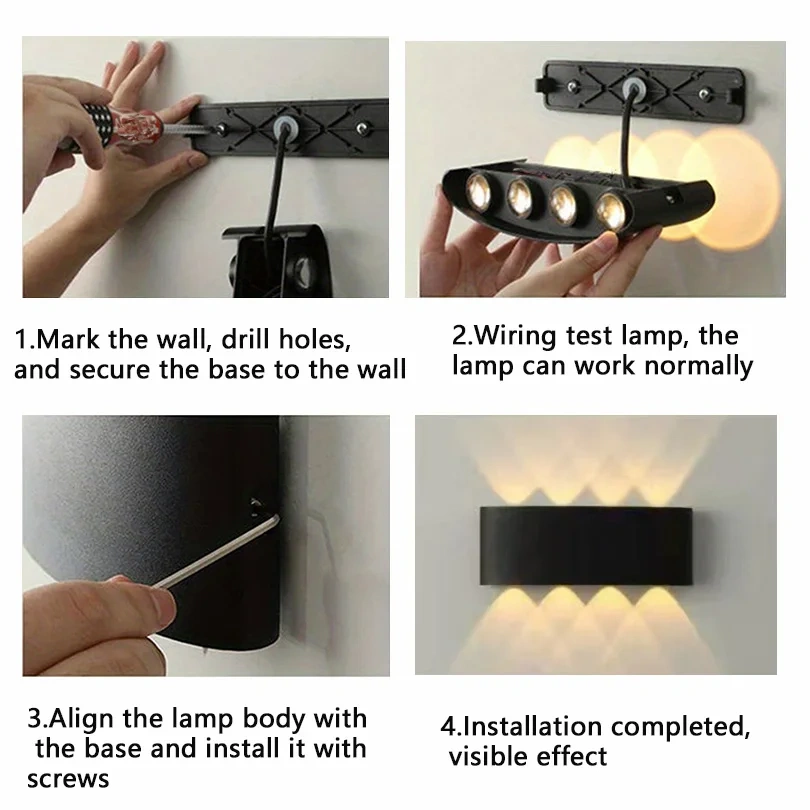 Aluminum LED Wall Light 110V 220V  Waterproof Light Outdoor  Up Down Wall Mount Lights Stairway Corridor Garden Lights Outdoor