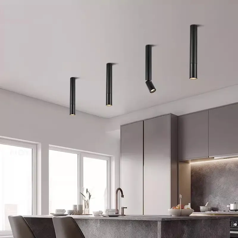 2025 New LED Spotlights Surface Mounted Ceiling Lamp Adjustable Aluminum White Black COB 7W 12W For Home Kitchen Indoor Lighting