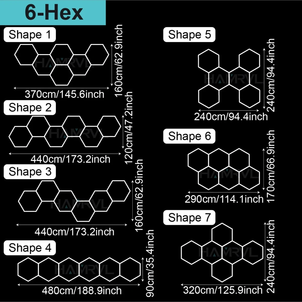 4000k Natural light Lighting Hexagon Barbershop Garage LED Ceiling Light 110-240V Car Beauty Detail Workshop Honeycomb Tube lamp